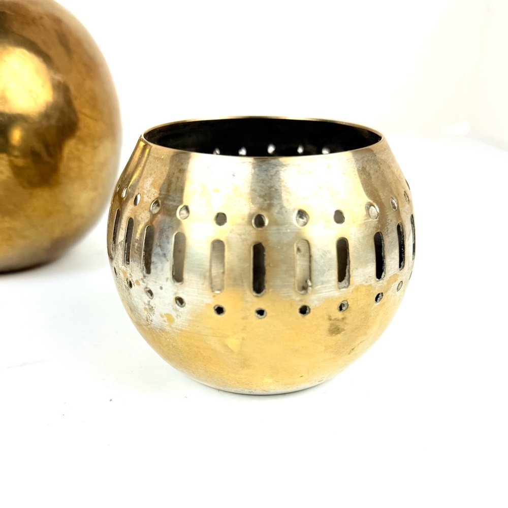 Set Of 5 India Brass Cut Out Candle Holders Lot Various Designs Clover, Duck, - Picture 6 of 11
